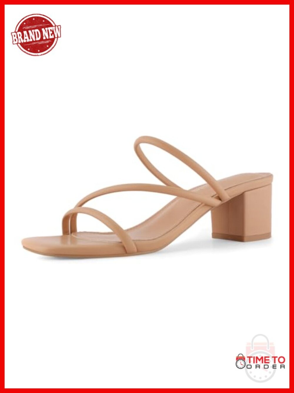 Strappy Chunky Block Heel Mules Square Toe Slip On Heeled Sandals Low Heel